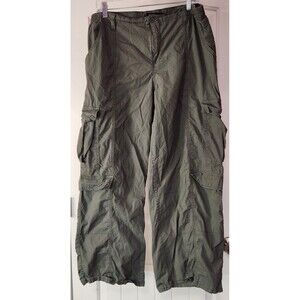 No Boundaries Mid Rise Wide Leg Olive Cargo Pants Stretch Womens Jrs XL 15-17
